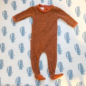 Maniere Brushed Sweater Knit Footie Orange -Newborn (1 month)